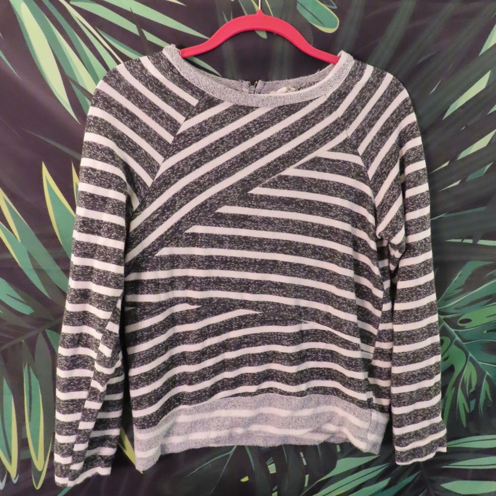 Paper Kite Asymmetrical Stripe Sweater in Grey/White